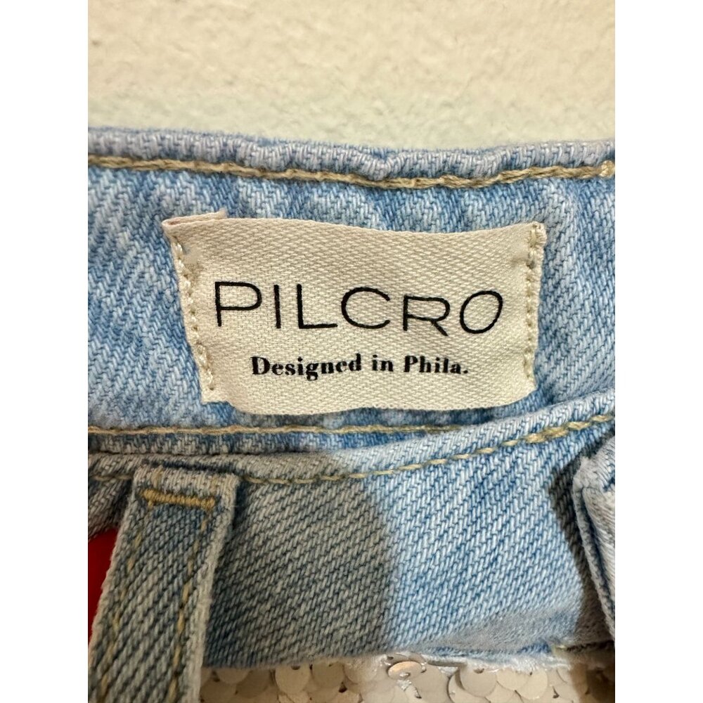 Pilcro High Rise Wide Leg Sequin Skater Jeans 100% Cotton Denim & Embellishments - Picture 6 of 11